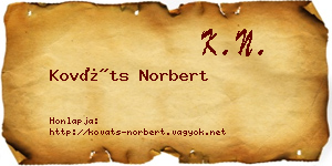Kováts Norbert névjegykártya